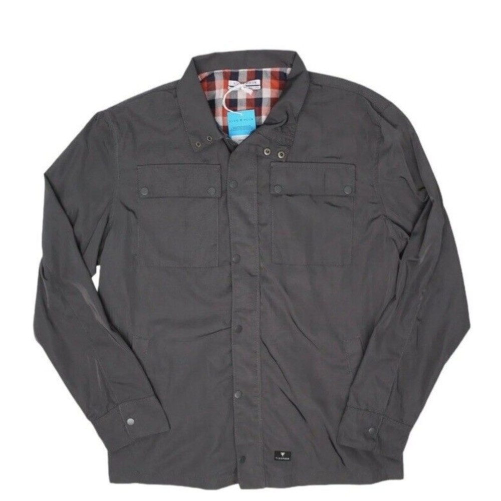 Five Four Men's Gray Button Front Cargo Pockets Field Jacket Car Coat Golf M EUC